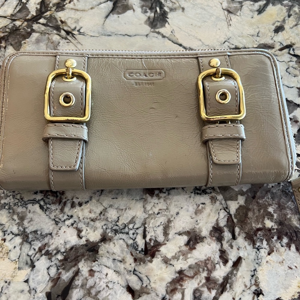 Coach patent Leather Wallet with Gold Buckles